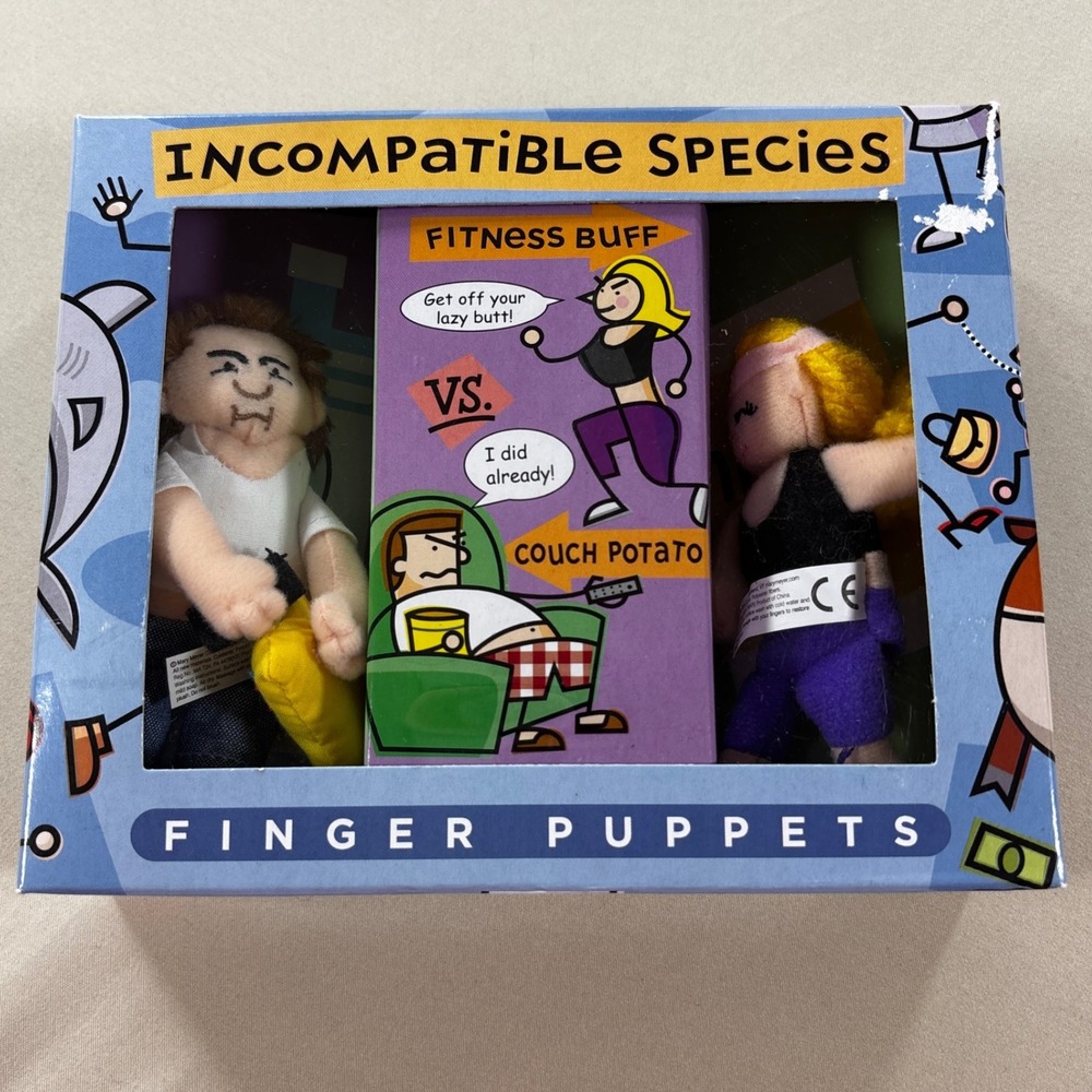 Mary Meyer Incompatible Species Finger Puppets Fitness Buff vs Couch‎